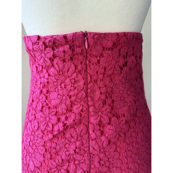 Zara Lace Halter Dress Womens Medium Pink Fuchsia Midi Floral Open Back Pencil - Picture 4 of 16